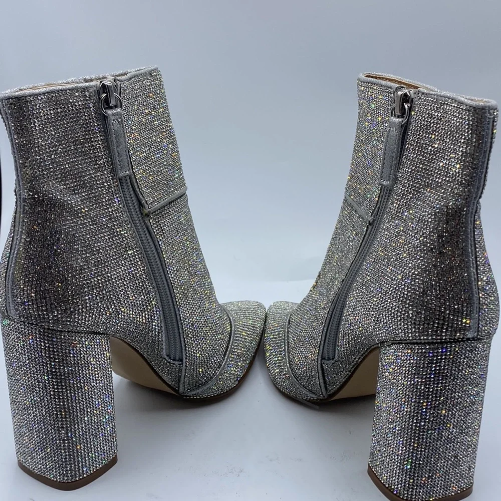 Madden Girl‎  Pointed Toe Block Heel Rhinestone Embellished Ankle Boot